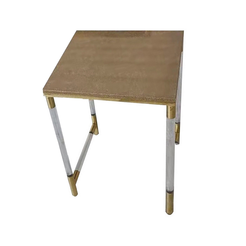 Benjara Set of 3 Nesting Side End Tables- Faux Leather Top- Clear Acrylic Legs