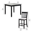 Benjara Nick 5 Piece Counter Height Dining Table and Chairs Set- Black- White