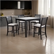 Benjara Nick 5 Piece Counter Height Dining Table and Chairs Set- Black- White