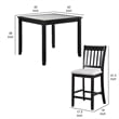 Benjara Nick 5 Piece Counter Height Dining Table and Chairs Set- Black- White