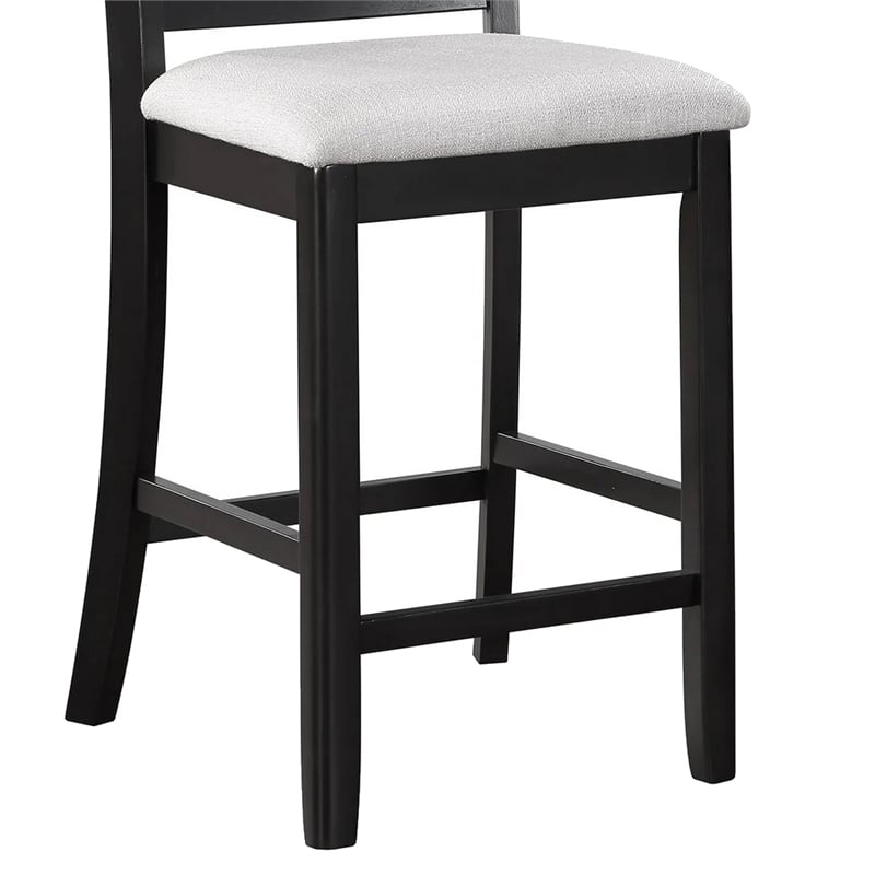 Benjara Nick 5 Piece Counter Height Dining Table and Chairs Set- Black- White
