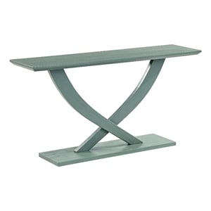 Benjara Rase 57&quot Console Table- Cross Leg Design- Pedestal Base- Gray Green