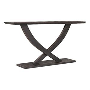 Benjara Rase 57&quot Console Table- Cross Leg Design- Pedestal Base- Black Wood