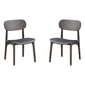 Benjara Seln 20&quot Dining Chair Set of 2- Curved Seat- Splayed Legs- Gray