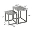 Benjara Set of 2 Nesting Side End Tables- Capiz Inlaid Design- Gray and White