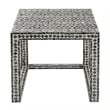 Benjara Set of 2 Nesting Side End Tables- Capiz Inlaid Design- Gray and White
