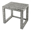 Benjara Set of 2 Nesting Side End Tables- Capiz Inlaid Design- Gray and White