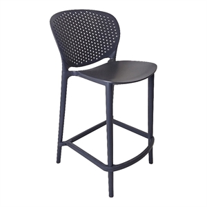 Benjara Celin 30&quot Barstool Chair- Set of 4- Stackable- Mesh- Curved Seat- Gray