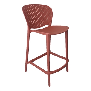 Benjara Celin 30&quot Barstool Chair- Set of 4- Stackable- Mesh- Curved Seat- Orange