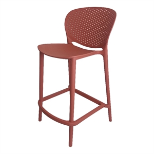 Benjara Celin 26&quot Counter Stool Chair- Set of 4- Stackable- Mesh Back- Orange