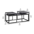 Benjara Rebecca 3pc Nesting Coffee and End Table Set- Black Metal- Gray Wood Top