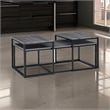 Benjara Rebecca 3pc Nesting Coffee and End Table Set- Black Metal- Gray Wood Top
