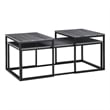 Benjara Rebecca 3pc Nesting Coffee and End Table Set- Black Metal- Gray Wood Top
