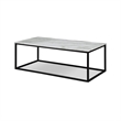Benjara Rebecca 3pc Nesting Coffee & End Table Set-Black Metal-White Marble Top