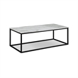Benjara Rebecca 3pc Nesting Coffee & End Table Set-Black Metal-White Marble Top