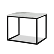 Benjara Rebecca 3pc Nesting Coffee & End Table Set-Black Metal-White Marble Top