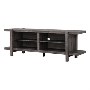 Benjara Cyril 65&quot TV Media Entertainment Console- 4 Shelves- Wood Legs- Brown