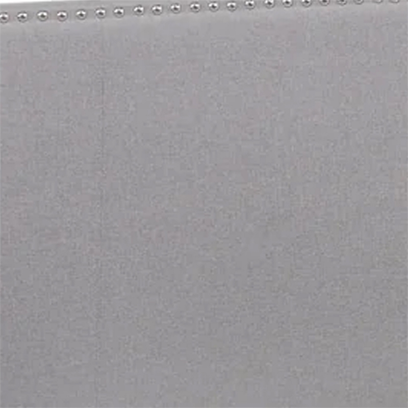 Benjara Shirin King Size Bed- Wood- Nailhead Trim- Upholstered Headboard- Gray