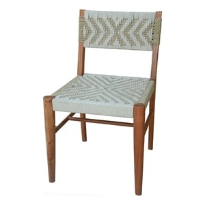 Benjara Cero 21&quot Dining Chair- Woven Cotton Seat and Back- Brown- Gray