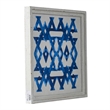Benjara 17 x 17 Set of 2 Framed Wall Art- Geometric Print- Modern- White- Blue