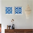 Benjara 17 x 17 Set of 2 Framed Wall Art- Geometric Print- Modern- White- Blue