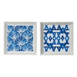Benjara 17 x 17 Set of 2 Framed Wall Art- Geometric Print- Modern- White- Blue