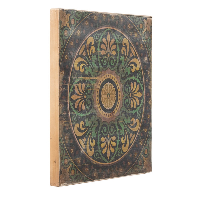 Benjara 24 x 24 Decorative Wall Art Set of 3-Square Vintage Brown-Green Designs