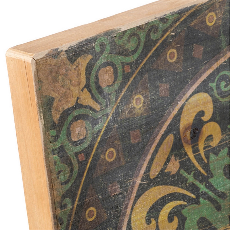 Benjara 24 x 24 Decorative Wall Art Set of 3-Square Vintage Brown-Green Designs