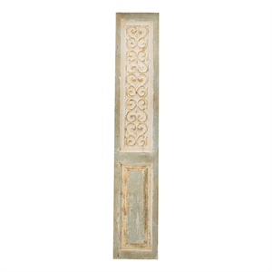 Benjara 79&quot Tall Decorative Carved Wood Panel Wall Art- Fir Wood- Beige- Gray