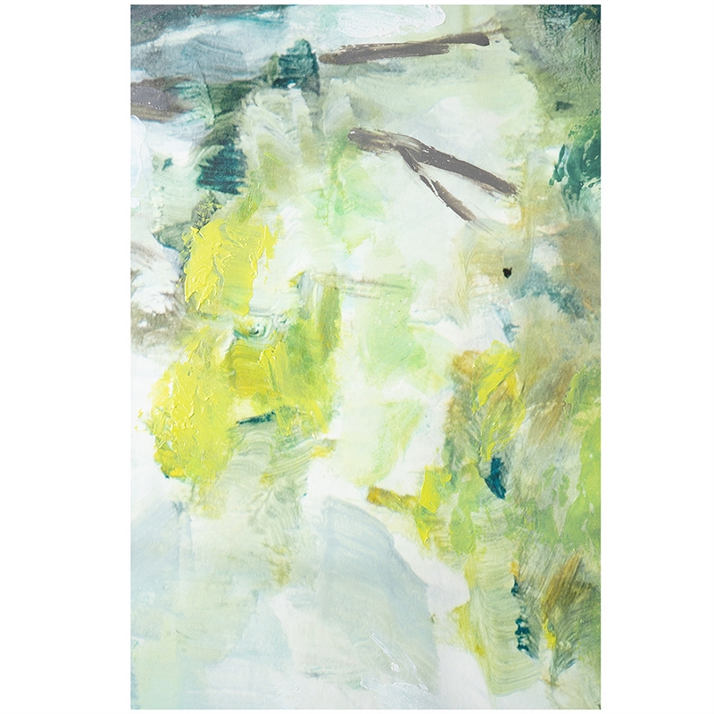 Benjara 35 x 47 Framed Wall Art- Forest Watercolor L&scape- Modern Green- White