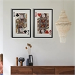Benjara 24 x 35 Set of 2 Framed Wall Art- King Queen Card Pair- Gold- Black- Red