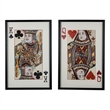 Benjara 24 x 35 Set of 2 Framed Wall Art- King Queen Card Pair- Gold- Black- Red