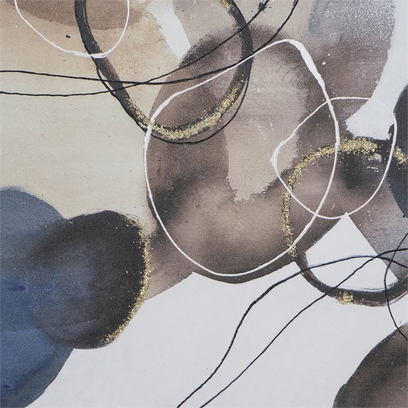 Benjara 35 x 47 Framed Wall Art- L&scape Abstract Watercolor- Modern White- Blue