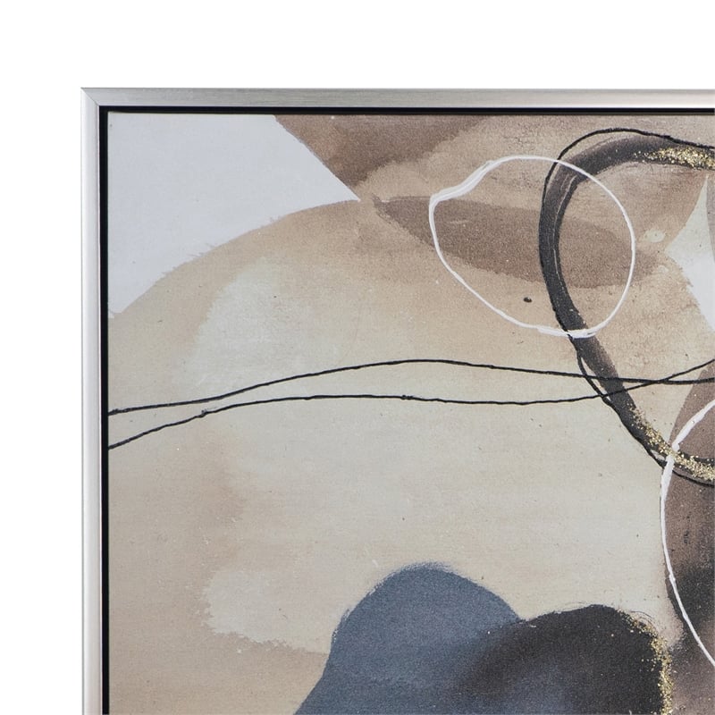 Benjara 35 x 47 Framed Wall Art- L&scape Abstract Watercolor- Modern White- Blue