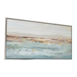 Benjara 30 x 59 Framed Wall Art- Abstract Ocean Oil Painting- Modern White Blue