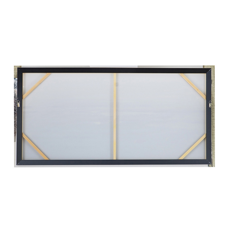 Benjara 30 x 59 Framed Wall Art- Abstract Ocean Oil Painting- Modern White Blue