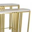 Benjara Set of 2 Accent Nesting Tables-Marble Top-Sleek Modern Gold Metal Frame