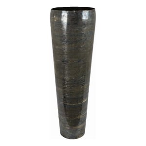Benjara 32&quot Metal Vase- Tumbler Shape- Narrow Base-Multicolored Glossy Finish