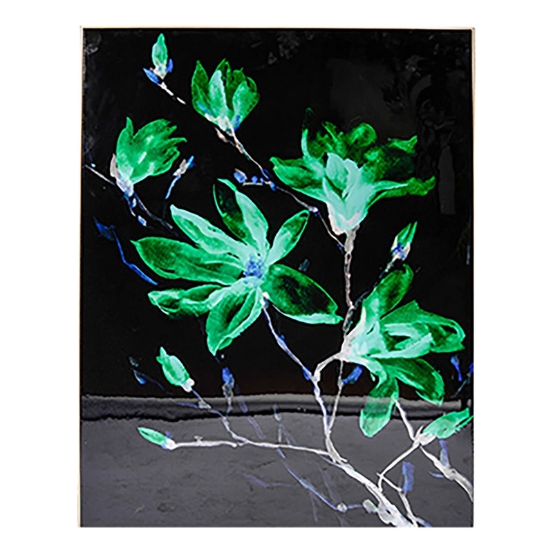 Benjara 32 x 47 Set of 2 Framed Wall Art-Flower Print-Modern Style-Black-Green