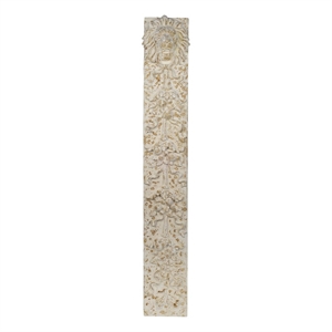 Benjara 84&quot Tall Lion Sculptural Wall Decor- Gold Accents- Antique White Finish