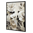 Benjara 35 x 47 Framed Wall Art- Flower Print- Modern Style- Beige- Black- White