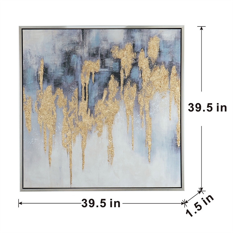 Benjara 39 x 39 Framed Oil Painting- Gold Flake