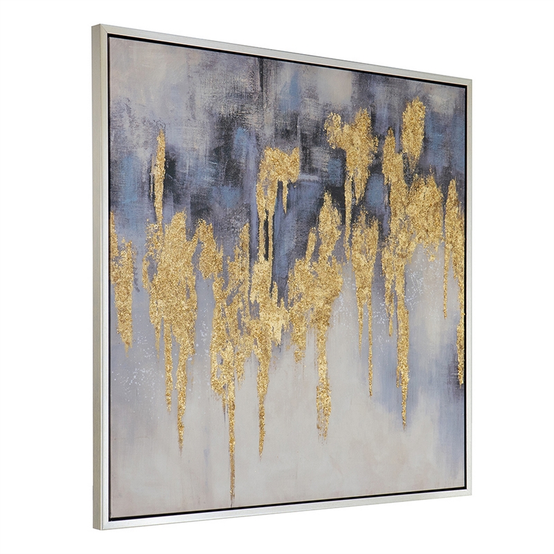 Benjara 39 x 39 Framed Oil Painting- Gold Flake
