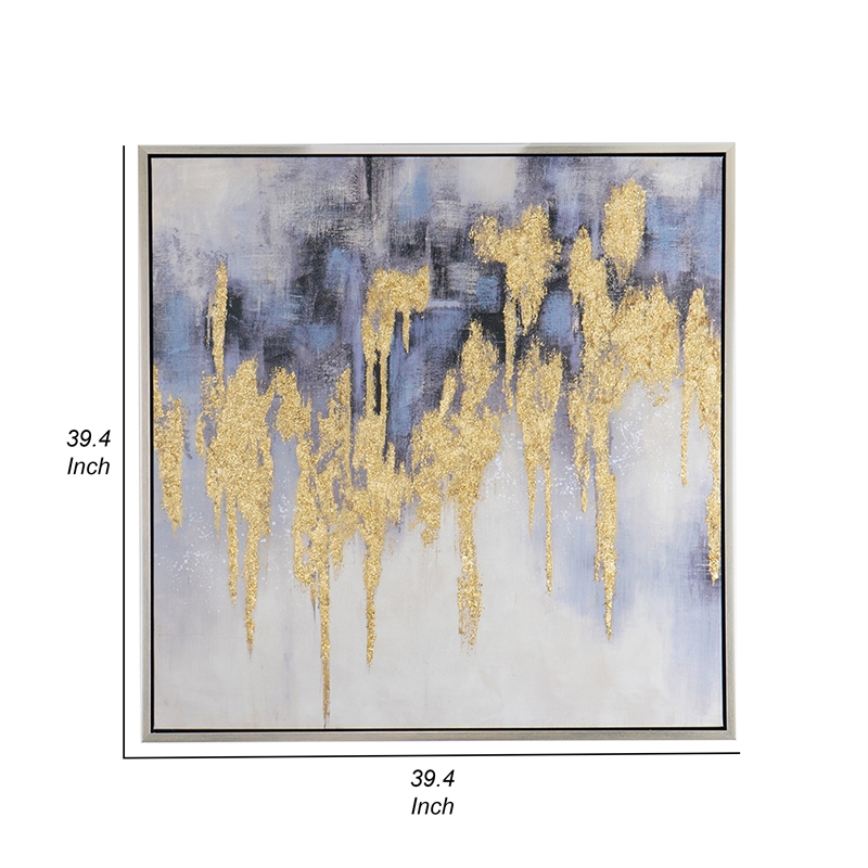 Benjara 39 x 39 Framed Oil Painting- Gold Flake