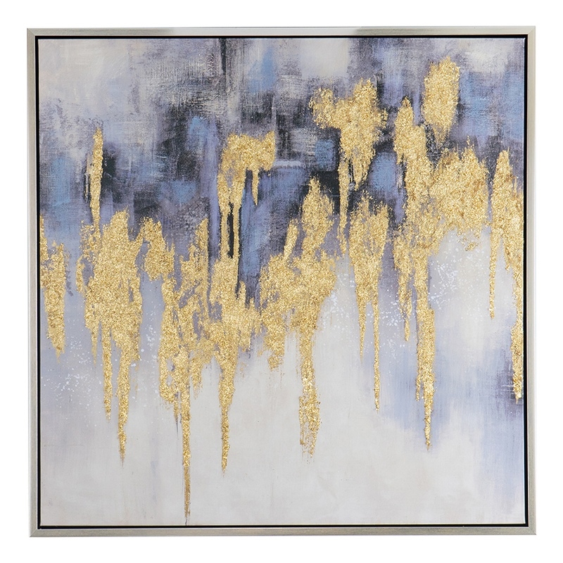 Benjara 39 x 39 Framed Oil Painting- Gold Flake