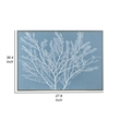Benjara 28 x 39 Hanging Wall Art Decor-Rectangular White Tree Design-Blue Canvas