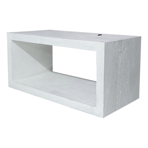 Benjara 18&quot Rectangular Wall Shelf- Acacia Wood Frame- White Washed Finish