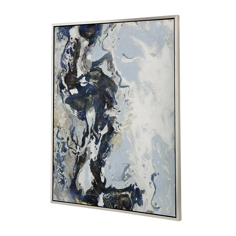 Benjara 36 x 47 Framed Handpainted Wall Art-Rectangular Multicolor Cerulean Seas
