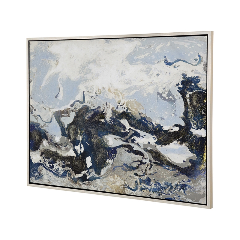 Benjara 36 x 47 Framed Handpainted Wall Art-Rectangular Multicolor Cerulean Seas