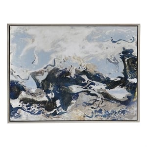 Benjara 36 x 47 Framed Handpainted Wall Art-Rectangular Multicolor Cerulean Seas